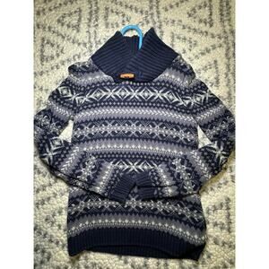 Rorie Whelan Boys Fair Isle Knit Shawl Sweater Toddler 3T Blue Pullover Cotton